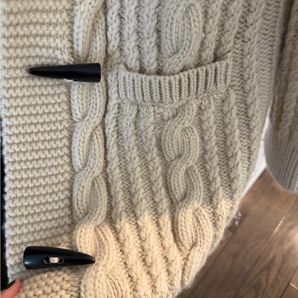 Nili Lotan wool Hansel hooded Cable Knit Cardigan with Toggle Buttons - Picture 5 of 9